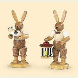 Easter bunny with bird cage - 11cm / 4 inch