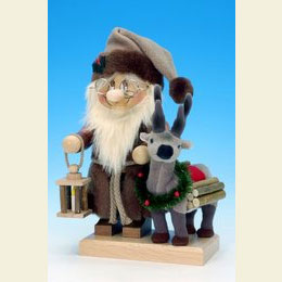 R�ucherm�nnchen Wichtel Weihnachtsmann mit Rentier  -  27,5cm