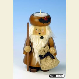 Smoker Santa with tealight natural colour  -  16,5cm / 6 inches