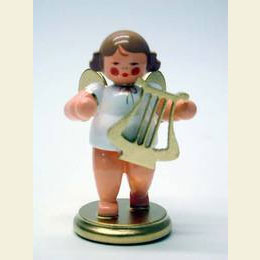 Engel weiß/gold mit Leier - 6,0cm