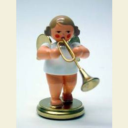 Engel wei�/gold mit Trompete  -  6,0cm