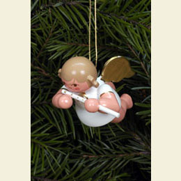 Floating - Angel with Transverse flute  -  4,0cm / 2 inch