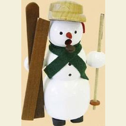 Räuchermännchen Schneemann mit Skiern - 12cm
