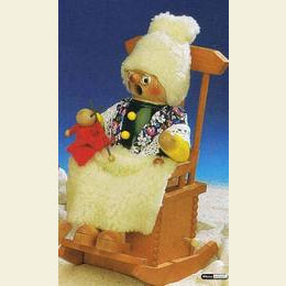 Smoker Grandma in rocking chair with music  -  25cm / 10 inch