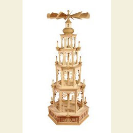4 - stöckige Pyramide - unbestückt, Waldmotiv - für Wachskerzen - 134cm