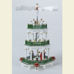 3 - st�ckige Pyramide Christi Geburt weiss  -  35cm