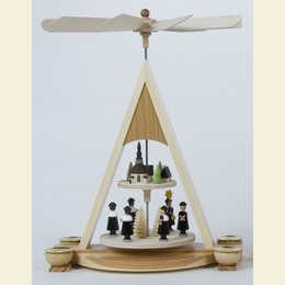 2 - stöckige Pyramide Kurrende im Seiffener Dorf - 35cm