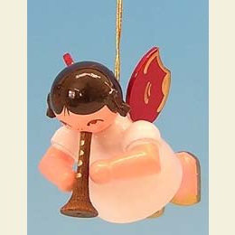 Angel with flute  -  Red Wings  -  floating  -  5,5cm / 2,1 inch