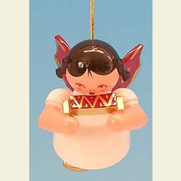 Angel with harmonica  -  Red Wings  -  floating  -  5,5cm / 2,1 inch