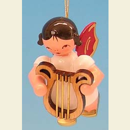 Angel with lyre  -  Red Wings  -  floating  -  5,5cm / 2,1 inch