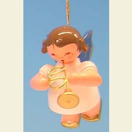 Angel with flugelhorn - Blue Wings - floating - 5,5cm / 2,1 inch