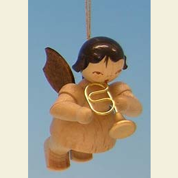 Engel mit Fl�gelhorn  -  natur  -  schwebend  -  5,5cm