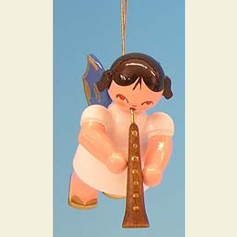Angel with oboe - Blue Wings - floating - 5,5cm / 2,1 inch