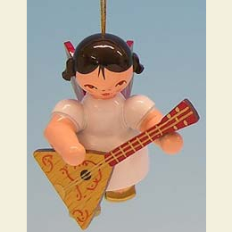 Angel with balalaika  -  Red Wings  -  floating  -  5,5cm / 2,1 inch