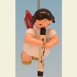 Angel with didgeridoo  -  Red Wings  -  floating  -  5,5cm / 2,1 inch