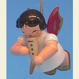 Angel with gemshorn  -  Red Wings  -  floating  -  5,5cm / 2,1 inch