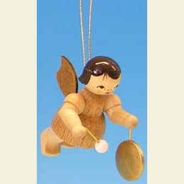 Engel mit kleinem GOng  -  natur  -  schwebend  -  5,5cm