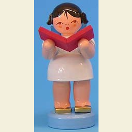 Engel mit Buch -  Blaue Fl�gel  -  stehend  -  6cm