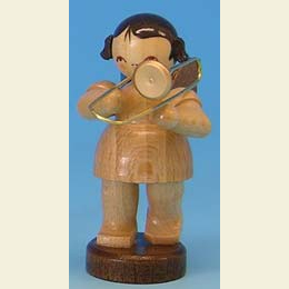 Angel with trombone  -  natural colors  -  standing  -  6cm / 2,3 inch