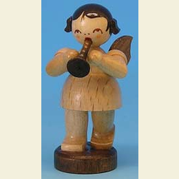 Angel with flute  -  natural colors  -  standing  -  6cm / 2,3 inch