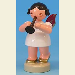 Engel mit Fl�te  -  Rote Fl�gel  -  stehend  -  6cm