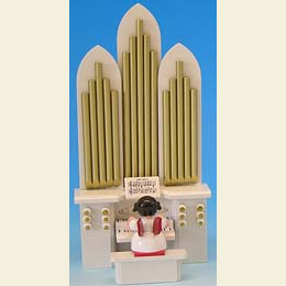 Engel an der Orgel mit Spielwerk "Stille Nacht"  -  Rote Fl�gel  -  stehend  -  6cm