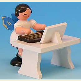Engel mit Zither  -  Blaue Fl�gel  -  stehend  -  6cm