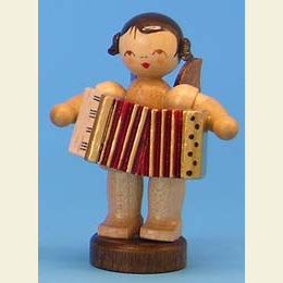 Angel with accordion  -  natural colors  -  standing  -  6cm / 2,3 inch