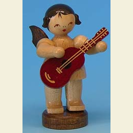 Angel with guitar  -  natural colors  -  standing  -  6cm / 2,3 inch