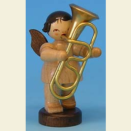 Angel with tuba  -  natural colors  -  standing  -  6cm / 2,3 inch