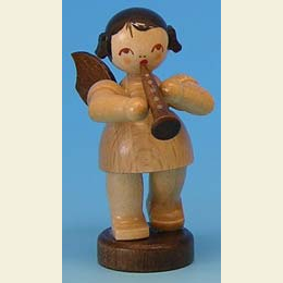 Angel with clarinet  -  natural colors  -  standing  -  6cm / 2,3 inch