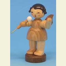 Angel with microphone  -  natural colors  -  standing  -  6cm / 2,3 inch