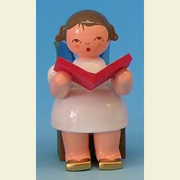 Angel with book  -  Blue Wings  -  sitting  -  5cm / 2 inch