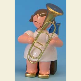 Angel with baritone  -  Blue Wings  -  sitting  -  5cm / 2 inch