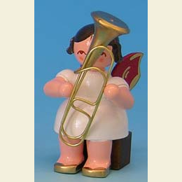 Angel with baritone  -  Red Wings  -  sitting  -  5cm / 2 inch