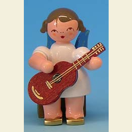 Engel mit Gitarre  -  Blaue Fl�gel  -  sitzend  -  5cm