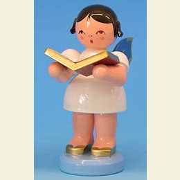 Angel with book  -  Blue Wings  -  standing  -  9,5cm / 3,7 inch
