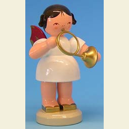 Angel with French horn  -  Red Wings  -  standing  -  9,5cm / 3,7 inch