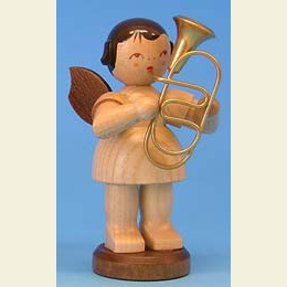 Angel with baritone  -  natural colors  -  standing  -  9,5cm / 3,7 inch