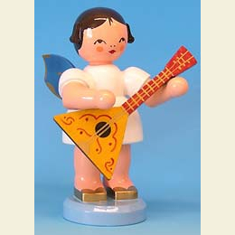 Angel with balalaika - Blue Wings - standing - 9,5cm / 3,7 inch