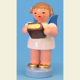 Angel with bible  -  Blue Wings  -  standing  -  6cm / 2,3 inch