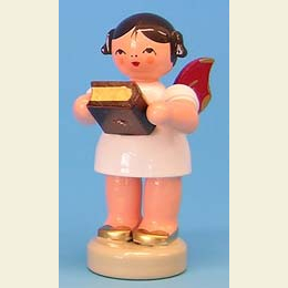 Angel with bible  -  Red Wings  -  standing  -  6cm / 2,3 inch