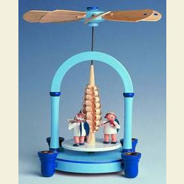 1 - tier Christmas Pyramid - Angel music blue - 21cm / 8 inch